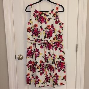 Ann Taylor Floral Mini Dress - White, Pink, Black